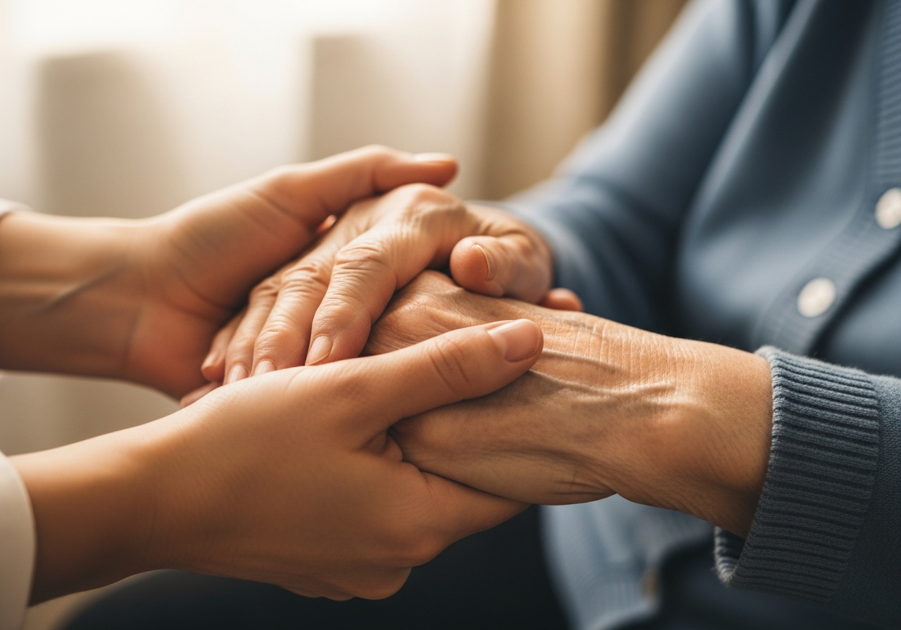 温かい介護の手